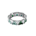 Millenia cocktail ring, Triangle cut crystals, Green, Rhodium plated